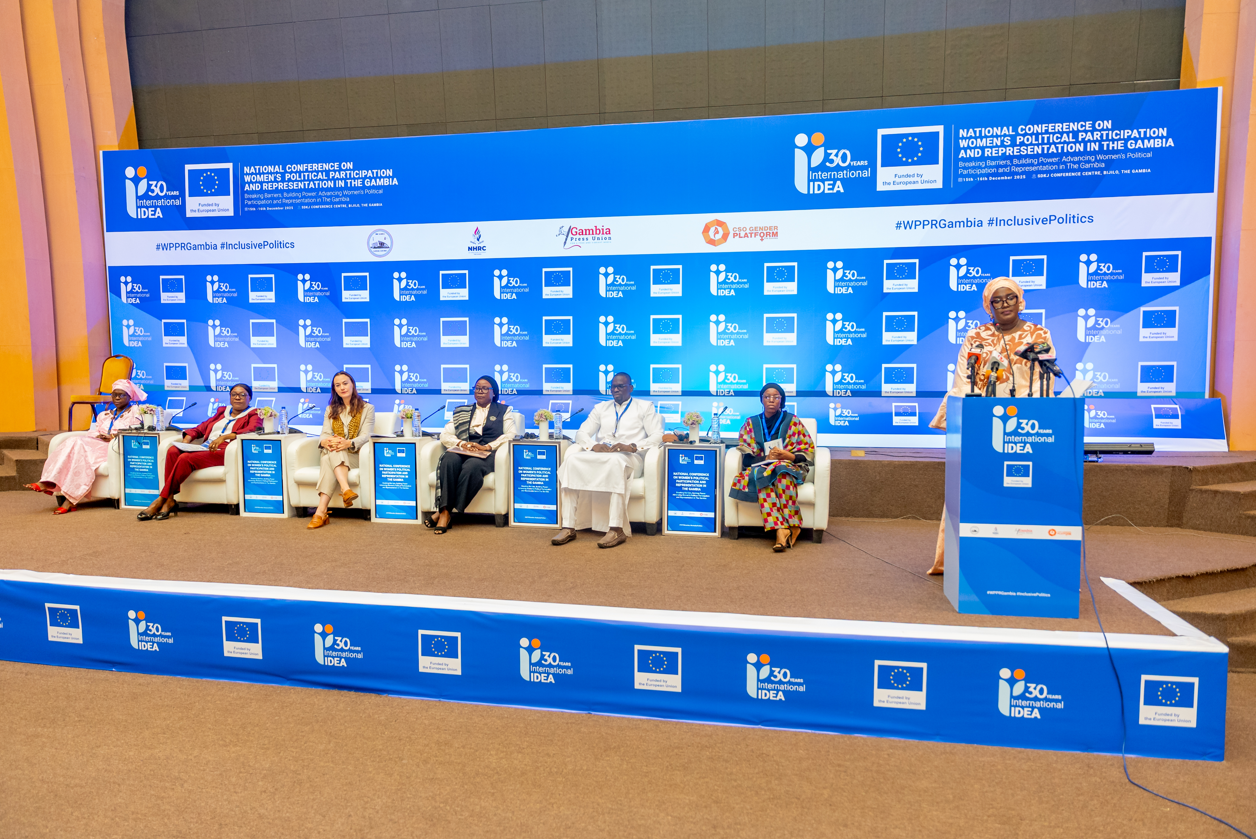 Stakeholders take part in the opening ceremony of the first-ever National Conference on Women’s Political Participation and Representation in The Gambia, held in Banjul on 15–16 December 2025. Credit: International IDEA
